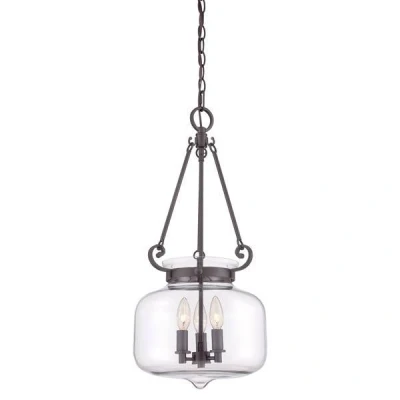 Image of Stewart 3 Light Ceiling Pendant Western Bronze, E14