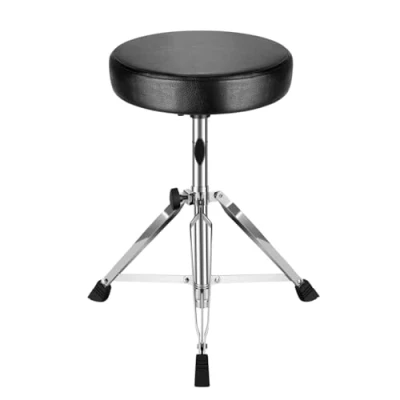 Image of Flexzion Drummer Throne Padded Drum Stool for Adults &amp; Kids with Adjustable Height Round Top Chair Seat Foldable Tripod Anti Slip Rubber Feet Beginner Professional Musician