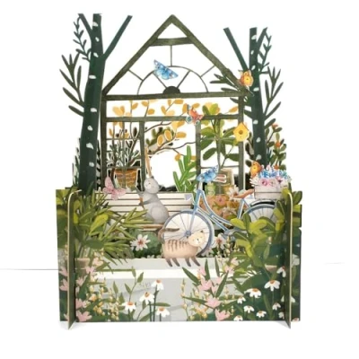 Image of Beautiful Floral Greenhouse 3D Pop Up Any Occasion Greeting Card By Alljoy Cards MN014