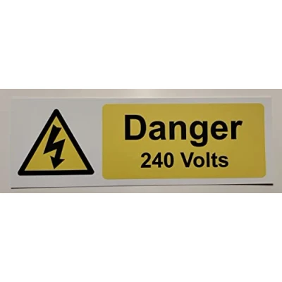 Image of Warning Danger 240 Volts Safety Sign 1.2mm Rigid Plastic 300mm x 100mm