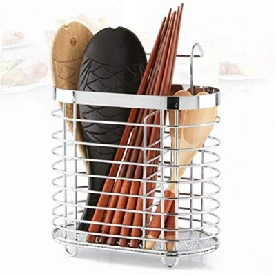 Image of Stainless Steel Drainer Rack, Drain Cutlery Holder, Spoon Fork Organizer Bucket, Chopsticks Holer,Kitchenware Tableware Storage Box, Utensils Spatula Stand, Holder Tray Kitchen Tools