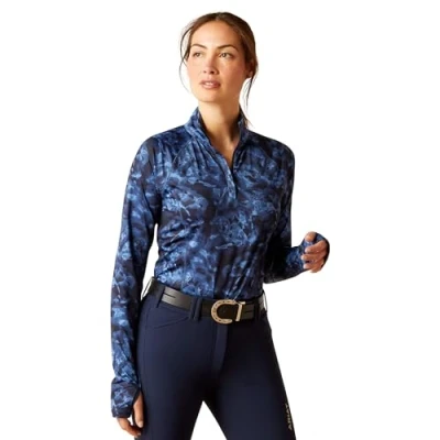 Image of ARIAT Lowell 2.0 1/4 Zip Baselayer Stormy Skies Small, Blue