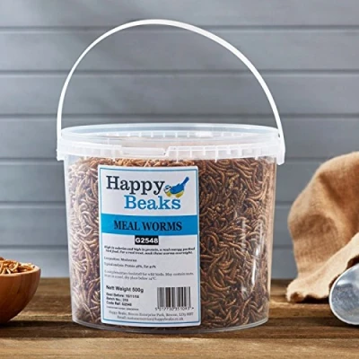 Image of Happy Beaks Dried Mealworms For Wild Birds High Energy, Protein Premium Bird Food (Mealworm 500g)