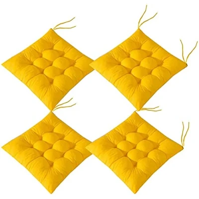 Image of Topstylehouse 4 PCS Soft Chair Pads, Seat Pads with Ties, Cushions Dining Room for Garden Patio Kitchen (Yellow,45x45cm)