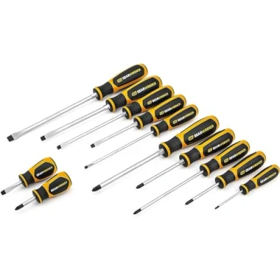 Image of GearWrench 80051H Phillips, Slotted Dual Material Screwdriver Set, 12 Pc.