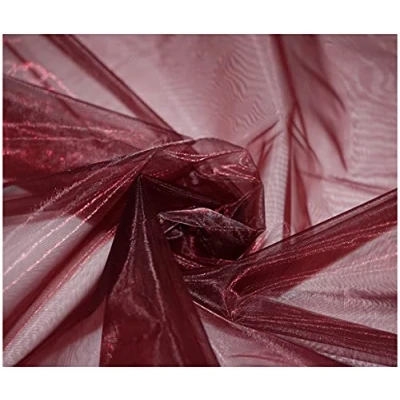 Image of Premium Crystal Organza Voile Fancy Dress Costume Decorations Fabric 150cm Wide/Sold by The Metre (Damson)
