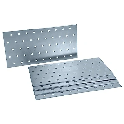 Image of HELPMATE Pack of 6 Perforated Plates 100 x 200 mm Flat Connector Galvanised &amp; Blue Passivated Wood with Excellent Corrosion Protection, Stable Durable Easy Assembly