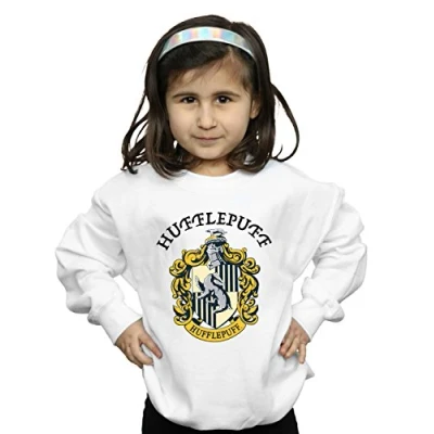 Image of Harry Potter Girls Hufflepuff Crest Sweatshirt White 12 13 Years
