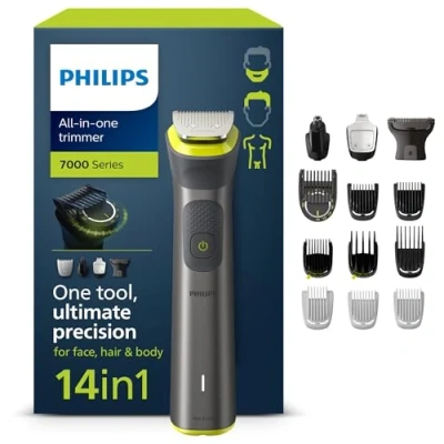 Image of Philips Series 7000 All in One Trimmer, 14 1 Multigroom for face, Head and Body, Tool Ultimate Precision, 21 Length Settings (0.5 16 mm) (Model MG7930/15)