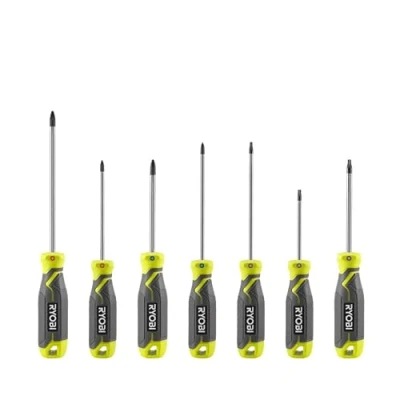 Image of Ryobi RHSDS7PC Magnetic Screwdriver Set (7 Pieces), Green