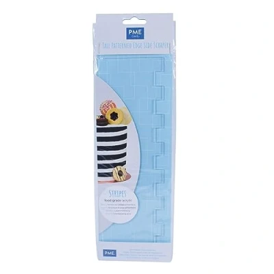 Image of PME Stripe Patterned Side Scraper for Cake Decorating 10 inches, Transparent