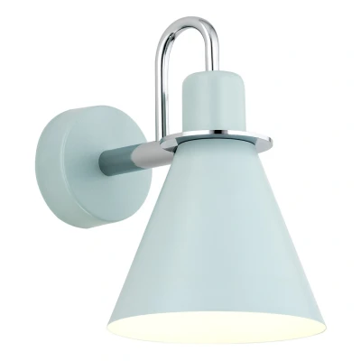 Image of Beverly Dome Wall Lamp Blue Matt, Chrome Elements