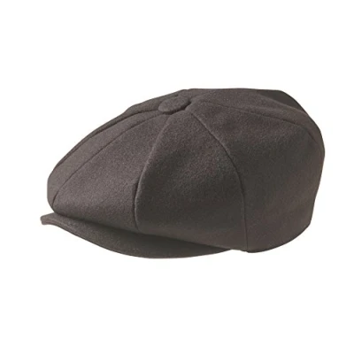 Image of Peaky Blinders 8 Piece &#039;Newsboy&#039; Style Flat Cap Melton Wool Fabric , Brown, Medium (57cm)