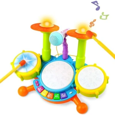 Image of Kids Drum Kit Toy for 1 Year Old Boys Set Baby Musical Instruments Gifts Girls Toddlers Nursery Rhymes Electronic Children Kid Toddler Toys 2
