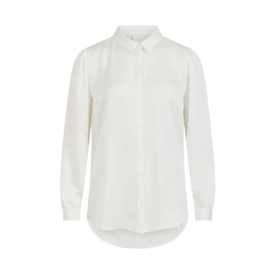 Image of Vila Women&#039;s VIELLETTE Satin L/S Shirt/SU NOOS Blouse, Snow White, 38