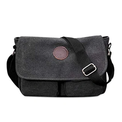Image of FANDARE Unisex Crossbody Bag Canvas Messenger 7.9 inch Tablet Satchel Travel Shoulder Working Bookbag Briefcase for Men and Women Black