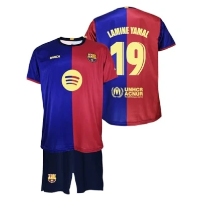 Image of Futbol Club Barcelona Lamine Yamal 19 Home Kit 2024/2025 Season Official Replica with Licence Kids, blue and red, 14 Years