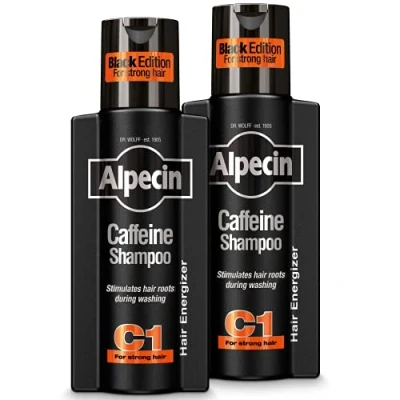 Image of Alpecin Black Mens Shampoo with new Fragrance 2x 250ml Hair Growth Men for Natural Strong Care Made in Germany