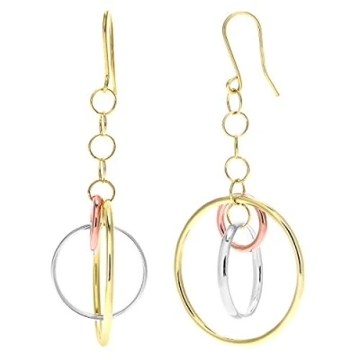 Image of Citerna Women 9ct 3 Colour Gold Dangle &amp; Drop Earrings of Length 6cm SIL18143Col