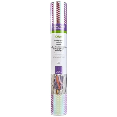 Image of Cricut Holographic Iron On Mosaic Circles Opal 61 cm (24 ft) Heat Transfer Vinyl Roll (HTV) For use with all Cutting Machines