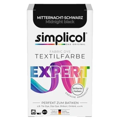Image of simplicol expert fabric paint for washing machine or manual colouring: Tie Dye, Recolour, and Restore Your Fabrics Clothes Midnight Black (pack of 1)