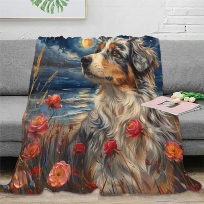 Image of EFCQJZRZ Border CollieMicrofiber Printed Flannel Throw Blanket 3D Design Bed Soft Warm Microfiber Sport Bedding for Couch Kids Teens Adults 60x80inch(150x200cm)