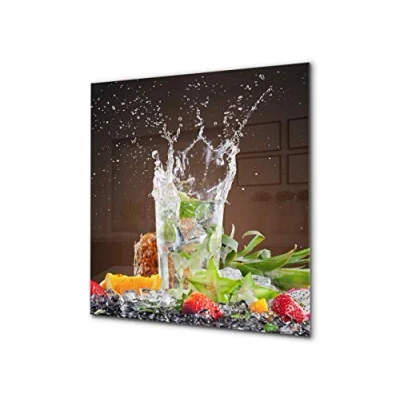 Image of Concept Crystal Stylish Tempered Glass backsplash kitchen splashback upstand BS09 Water splash Series: Fruit Drink 2