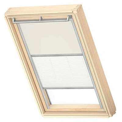Image of VELUX Original Roof Window Duo Blackout Blind for SK06, Beige, with Grey Guide Rail