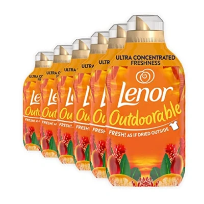 Image of Lenor Outdoorable Fabric Conditioner, 210 Washes, 2.94L (490 ml x 6), Tropical Sunset, Ultra Concentrated, Outside Freshness Even When Drying Inside