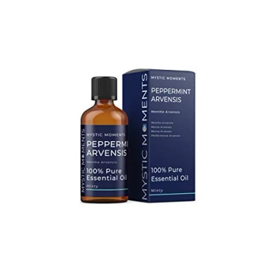 Image of Mystic Moments Peppermint Arvensis Essential Oil 100ml Pure &amp; Natural for Diffusers, Aromatherapy Massage Blends Vegan GMO Free