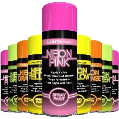 Image of AlezyB 1 x Pink Neon Spray Paint 400ml Fluorescent Bright Aerosol Extra Graffiti (Banksey) Assorted Colour