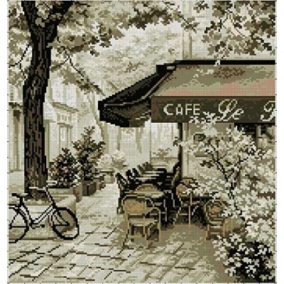 Image of Old cafes Cross Stitch Kits, 14ct, Egyptian Cotton Thread 170x180 Stitch, 40x40 cm Kits (Sampler)