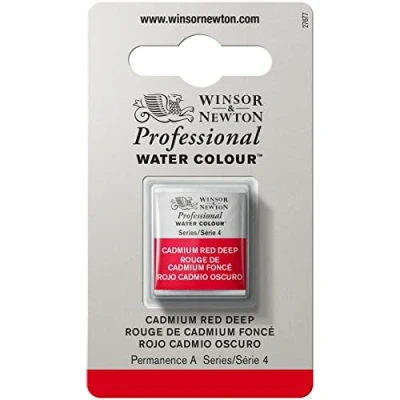 Image of Winsor &amp; Newton Professional Watercolour Paint, Artist Quality, Finest Pigments, Cadmium Red Deep, Half Pan
