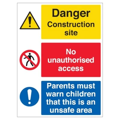 Image of V Safety Multi Hazard Site Must Warn Children Correx® 450 x 600 mm Sign