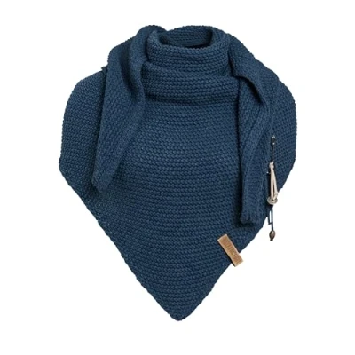Image of Knit Factory Coco Knitted Shawl Triangle scarf Women Jeans winter 190x85 cm Manufactured in Europe Ladies Including decorative pin