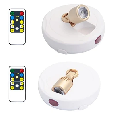 Image of KANESIKI Battery Operated Spotlights, Cordless Picture Light, Dimmable Accent Lighting, Wireless LED Puck Lights, Stick on Lights with Remote for Plant Photo Painting Art Dartboard Portrait