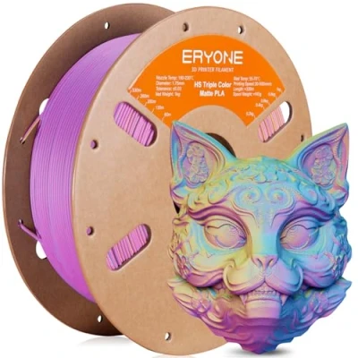 Image of ERYONE High Speed Matte Tri Color PLA Filament 3D Printer 1.75mm +/ 0.03mm, Multicolor Tricolor 1KG(2.2lbs) Cardboard Spool, Pink &amp; Yellow Blue