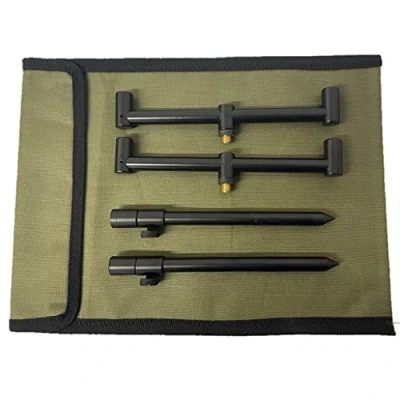 Image of 2 ROD BUZZ BAR SET BLACK WITH BAG 20 30CM BANK STICKS 20CM BARS CARP FISHING