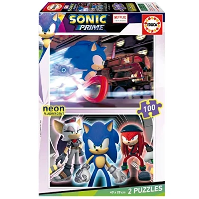 Image of EDUCA BORRAS 19629 2x100 Sonic Prime Neon, Assorted, 40 x 28 cm