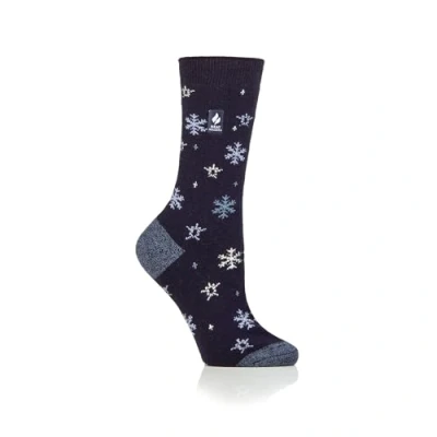 Image of HEAT HOLDERS 1 Pair Ladies ULTRA LITE Patterned Socks TOG 1.0 (UK, Numeric, 4, 8, Regular, Petafield Navy)