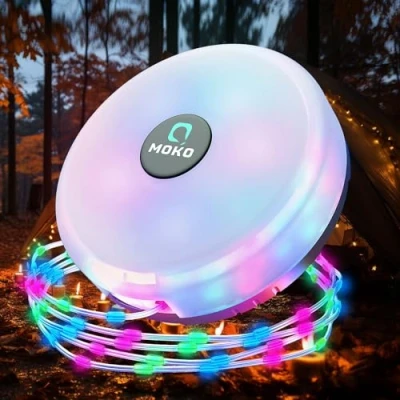 Image of MoKo Camping String Lights, Portable 2 in 1 Rechargeable Outdoor Lights with 8 Lighting Modes Durable Waterproof Lantern Light for Tent Holiday Christmas Decoration