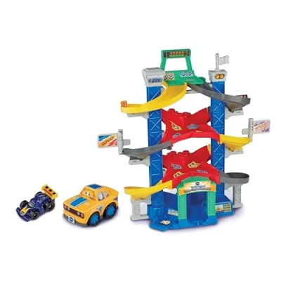 Image of VTech Toot Drivers Criss Cross Raceway, Toy Car Playset with 2 Vehicles Included, 3 Exciting Crash Zones, Songs &amp; Fun Phrases, Interactive Toddler 12 Months, 2, 3, 4 +, English Version