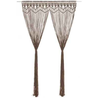 Image of vidaXL Macrame Curtain Taupe 140x240 cm Cotton