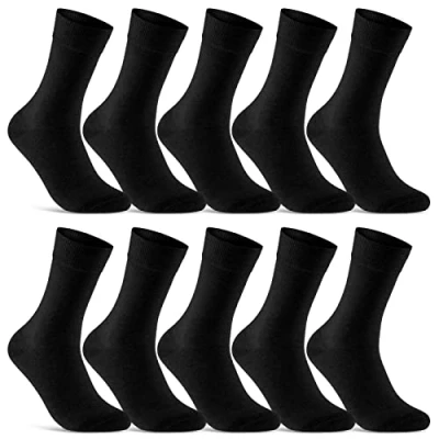 Image of 10 Pairs Men&#039;s &amp; Women&#039;s Black Business Socks Cotton, black, 43 46