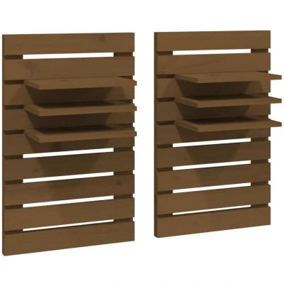 Image of vidaXL Wall mounted Bedside Shelves 2 pcs Honey Brown Solid Wood Pine
