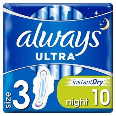 Image of Always Ultra Night Sanitary Towels with Wings, Pack of 10