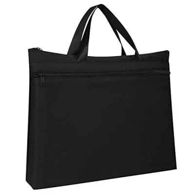 Image of A4 File Folder Document Bag, Portable Canvas Handbag Organiser Bag Folders Briefcase Messenger Storage with Handle for Women Men Business Conference Travel Case