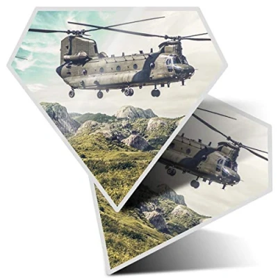 Image of 2 x Diamond Stickers 7.5 cm Chinook Helicopter Military RAF Fun Decals for Laptops,Tablets,Luggage,Scrap Booking,Fridges, #15542
