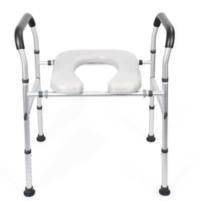 Image of nawoefii Raised Toilet Seat with Handrail, Width and Height Adjustable Arm, Frame Widen Seat, for Disabled Elderly, Up to 300lbs White 1 Set