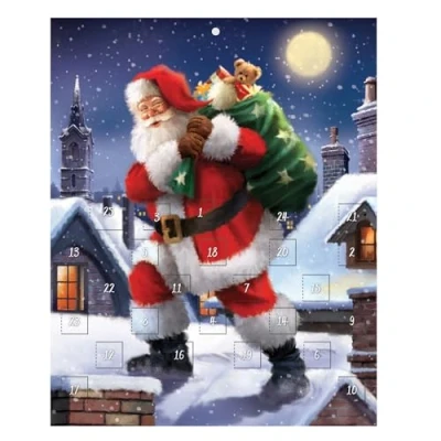 Image of Christmas Advent Calendar Paper 24 Windows with gifting Envelope 8463 Santa Design